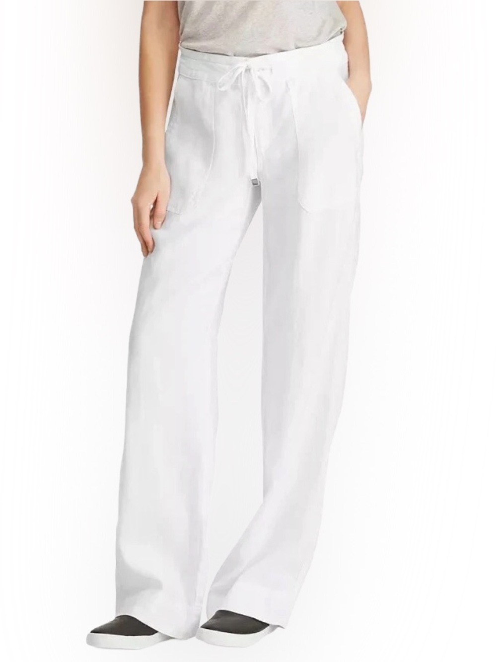 Lauren Ralph Lauren Women's White LINEN Wide-Leg Pants Sz 2 NWOT